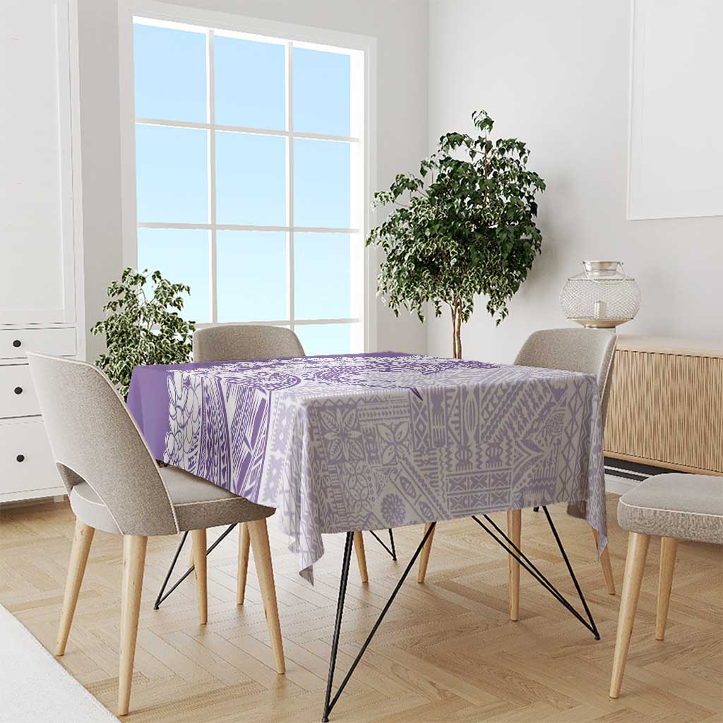 Polynesian Purple Plumeria Lei Tablecloth with Hammerhead Shark LT7 - Polynesian Pride