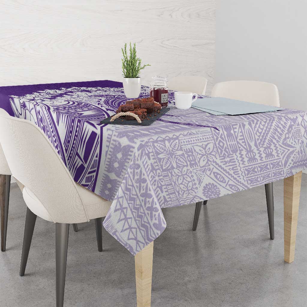 Polynesian Purple Plumeria Lei Tablecloth with Hammerhead Shark LT7 - Polynesian Pride