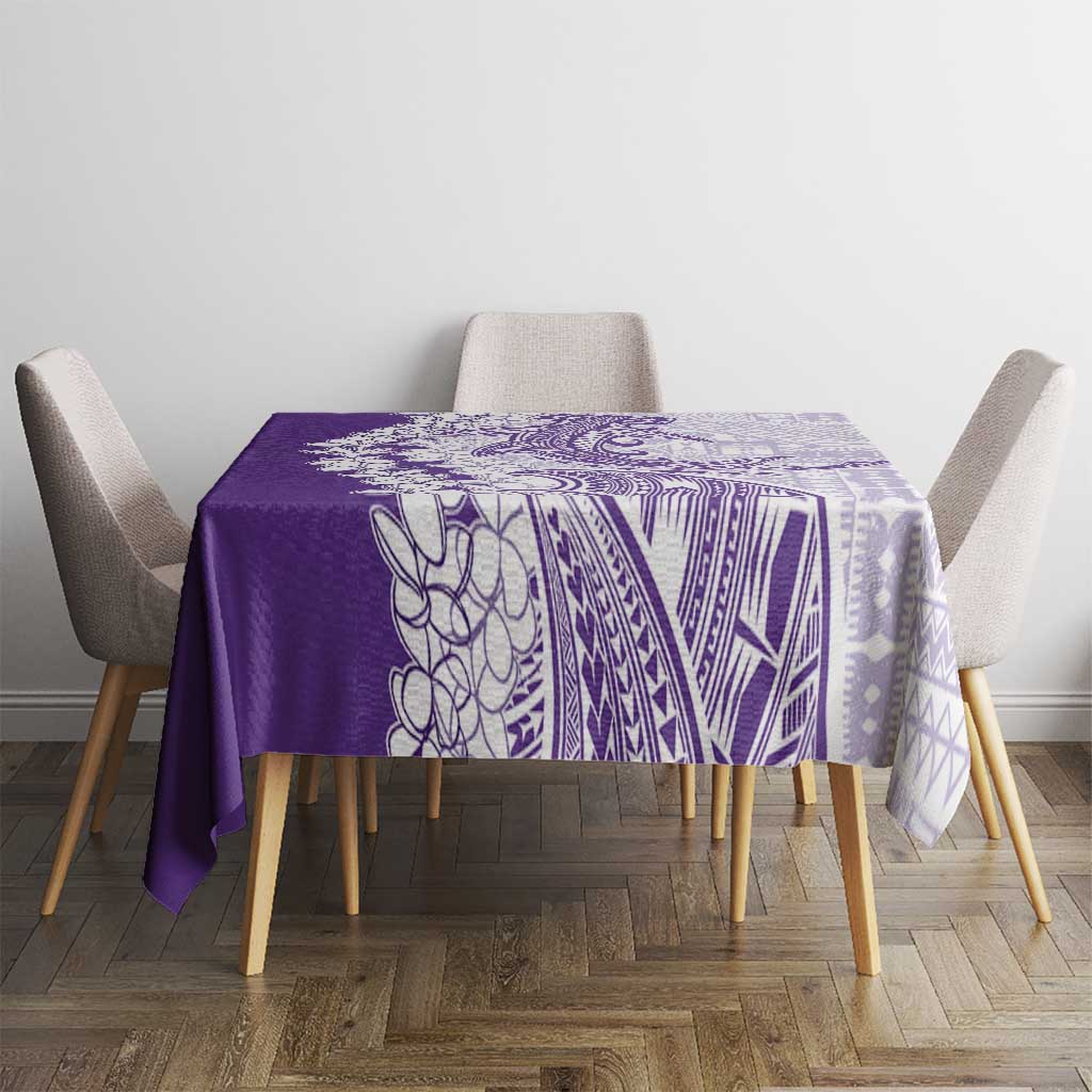 Polynesian Purple Plumeria Lei Tablecloth with Hammerhead Shark LT7 - Polynesian Pride