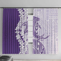 Polynesian Purple Plumeria Lei Window Curtain with Hammerhead Shark LT7 With Hooks Purple - Polynesian Pride