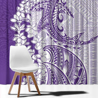 Polynesian Purple Plumeria Lei Window Curtain with Hammerhead Shark LT7 - Polynesian Pride