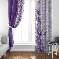 Polynesian Purple Plumeria Lei Window Curtain with Hammerhead Shark LT7 - Polynesian Pride
