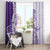 Polynesian Purple Plumeria Lei Window Curtain with Hammerhead Shark