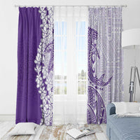 Polynesian Purple Plumeria Lei Window Curtain with Hammerhead Shark LT7 - Polynesian Pride