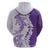 Polynesian Purple Plumeria Lei Zip Hoodie with Hammerhead Shark