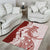 Polynesian Crimson Plumeria Lei Area Rug with Hammerhead Shark