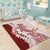 Polynesian Crimson Plumeria Lei Area Rug with Hammerhead Shark