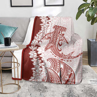 Polynesian Crimson Plumeria Lei Blanket with Hammerhead Shark LT7 - Polynesian Pride