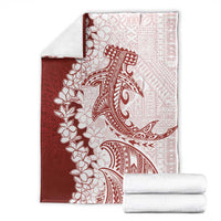Polynesian Crimson Plumeria Lei Blanket with Hammerhead Shark LT7 - Polynesian Pride