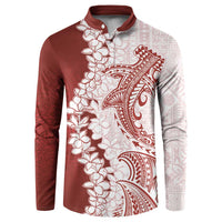 Polynesian Crimson Plumeria Lei Button Sweatshirt with Hammerhead Shark LT7 Red - Polynesian Pride