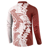 Polynesian Crimson Plumeria Lei Button Sweatshirt with Hammerhead Shark LT7 - Polynesian Pride