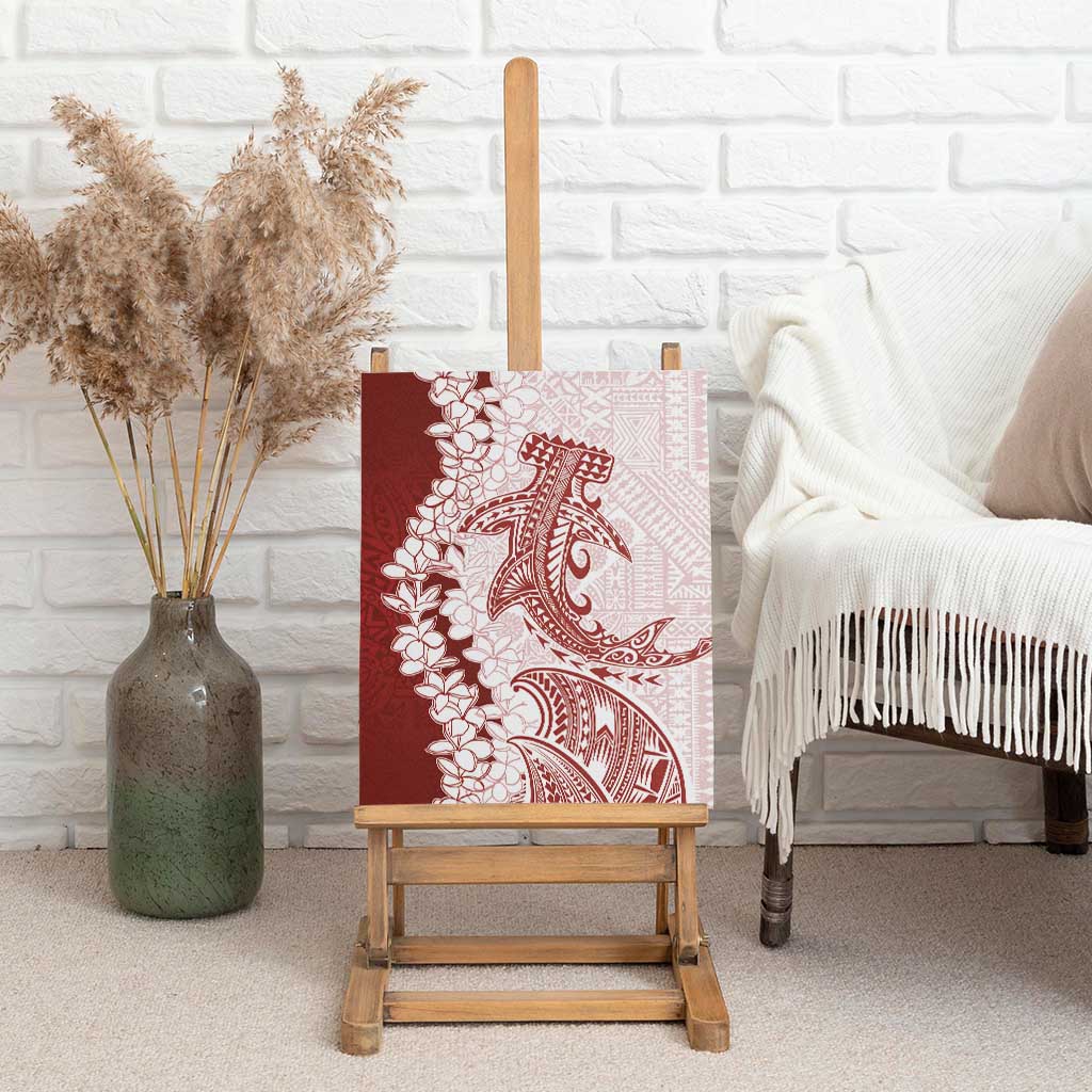Polynesian Crimson Plumeria Lei Canvas Wall Art with Hammerhead Shark LT7 - Polynesian Pride