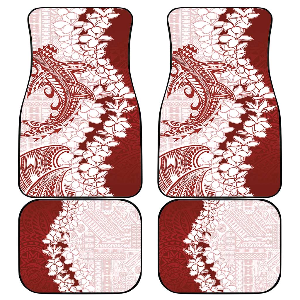 Polynesian Crimson Plumeria Lei Car Mats with Hammerhead Shark LT7 - Polynesian Pride