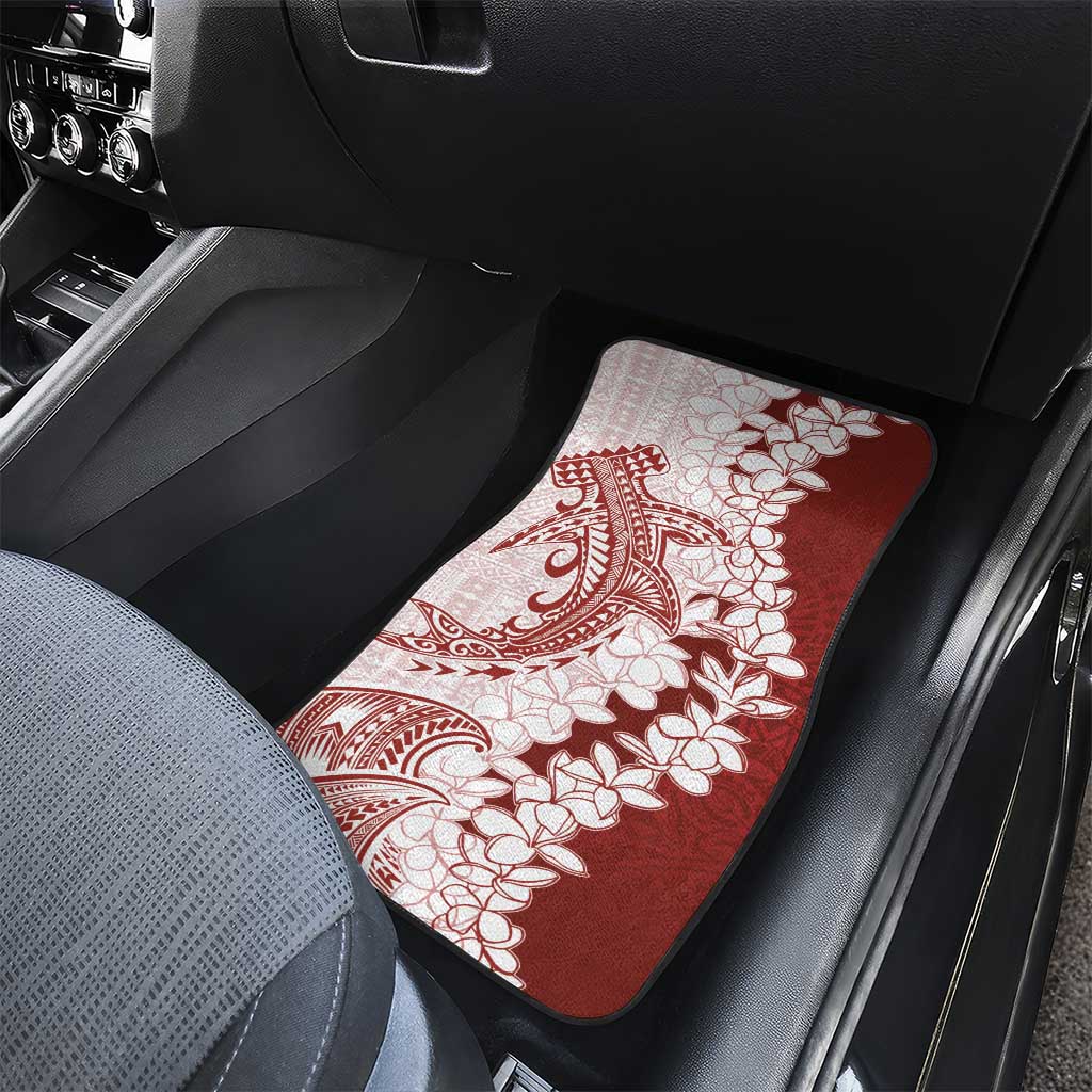 Polynesian Crimson Plumeria Lei Car Mats with Hammerhead Shark LT7 - Polynesian Pride