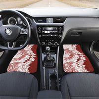 Polynesian Crimson Plumeria Lei Car Mats with Hammerhead Shark LT7 Set 2pcs - Front Red - Polynesian Pride