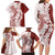 Polynesian Crimson Plumeria Lei Family Matching Long Sleeve Bodycon Dress and Hawaiian Shirt with Hammerhead Shark