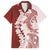 Polynesian Crimson Plumeria Lei Family Matching Long Sleeve Bodycon Dress and Hawaiian Shirt with Hammerhead Shark