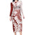 Polynesian Crimson Plumeria Lei Family Matching Long Sleeve Bodycon Dress and Hawaiian Shirt with Hammerhead Shark