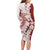 Polynesian Crimson Plumeria Lei Family Matching Long Sleeve Bodycon Dress and Hawaiian Shirt with Hammerhead Shark