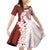 Polynesian Crimson Plumeria Lei Family Matching Off Shoulder Short Dress and Hawaiian Shirt with Hammerhead Shark