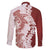 Polynesian Crimson Plumeria Lei Family Matching Off Shoulder Short Dress and Hawaiian Shirt with Hammerhead Shark