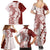 Polynesian Crimson Plumeria Lei Family Matching Summer Maxi Dress and Hawaiian Shirt with Hammerhead Shark