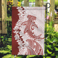 Polynesian Crimson Plumeria Lei Garden Flag with Hammerhead Shark LT7 Garden Flag Red - Polynesian Pride