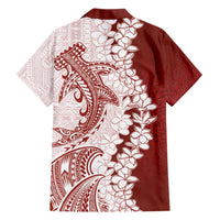 Polynesian Crimson Plumeria Lei Hawaiian Shirt with Hammerhead Shark LT7 - Polynesian Pride