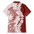 Polynesian Crimson Plumeria Lei Hawaiian Shirt with Hammerhead Shark