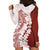 Polynesian Crimson Plumeria Lei Hoodie Dress with Hammerhead Shark