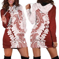 Polynesian Crimson Plumeria Lei Hoodie Dress with Hammerhead Shark LT7 - Polynesian Pride