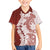 Polynesian Crimson Plumeria Lei Kid Hawaiian Shirt with Hammerhead Shark