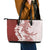 Polynesian Crimson Plumeria Lei Leather Tote Bag with Hammerhead Shark