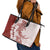 Polynesian Crimson Plumeria Lei Leather Tote Bag with Hammerhead Shark