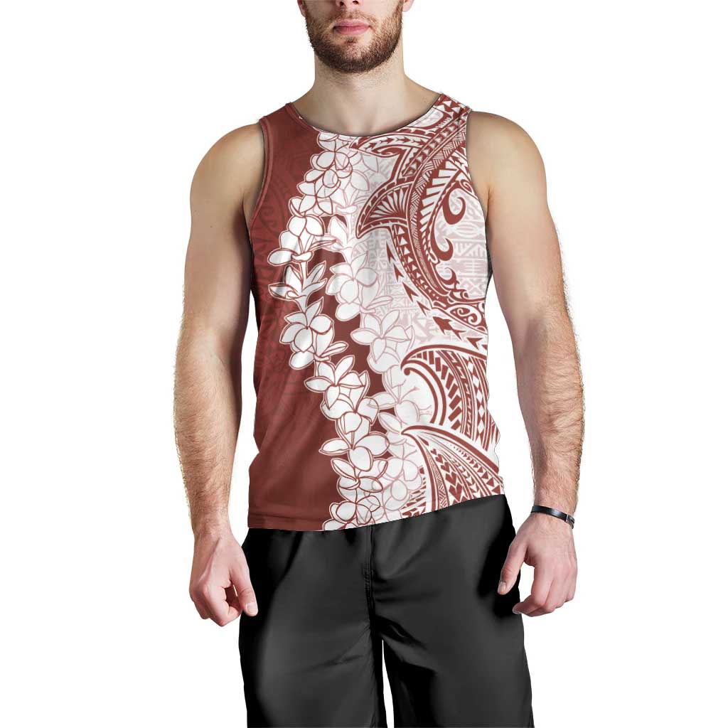 Polynesian Crimson Plumeria Lei Men Tank Top with Hammerhead Shark LT7 - Polynesian Pride