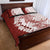 Polynesian Crimson Plumeria Lei Quilt Bed Set with Hammerhead Shark