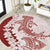 Polynesian Crimson Plumeria Lei Round Carpet with Hammerhead Shark