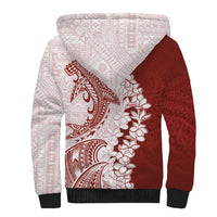 Polynesian Crimson Plumeria Lei Sherpa Hoodie with Hammerhead Shark LT7 - Polynesian Pride