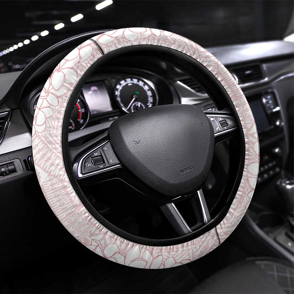 Polynesian Crimson Plumeria Lei Steering Wheel Cover with Hammerhead Shark LT7 Universal Fit Red - Polynesian Pride