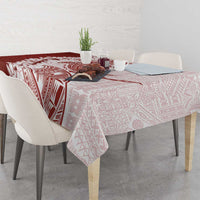 Polynesian Crimson Plumeria Lei Tablecloth with Hammerhead Shark LT7 - Polynesian Pride