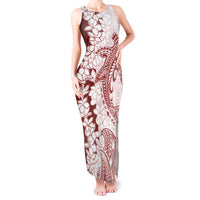Polynesian Crimson Plumeria Lei Tank Maxi Dress with Hammerhead Shark LT7 Women Red - Polynesian Pride