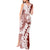 Polynesian Crimson Plumeria Lei Tank Maxi Dress with Hammerhead Shark