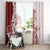 Polynesian Crimson Plumeria Lei Window Curtain with Hammerhead Shark