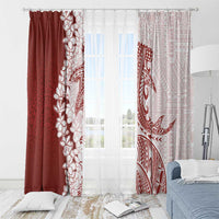 Polynesian Crimson Plumeria Lei Window Curtain with Hammerhead Shark LT7 - Polynesian Pride