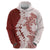 Polynesian Crimson Plumeria Lei Zip Hoodie with Hammerhead Shark