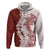 Polynesian Crimson Plumeria Lei Zip Hoodie with Hammerhead Shark