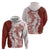 Polynesian Crimson Plumeria Lei Zip Hoodie with Hammerhead Shark