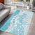 Polynesian Turquoise Plumeria Lei Area Rug with Hammerhead Shark