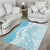 Polynesian Turquoise Plumeria Lei Area Rug with Hammerhead Shark