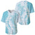 Polynesian Turquoise Plumeria Lei Baseball Jersey with Hammerhead Shark